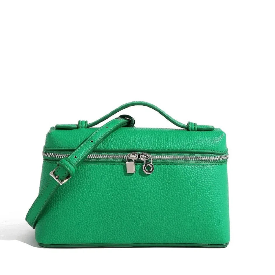 Sac à bandoulière en grain de litchi au style haut de gamme et de niche, mode simple, type boîte à lunch pour femme, exquis mini sac à main porté main et en bandoulière
