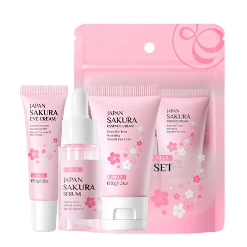 Ensemble de soins de la peau à la vitamine C LAIKOU 3 pièces : crème pour le visage, sérum et crème contour des yeux, hydratant, anti-rides, kit de soins du visage