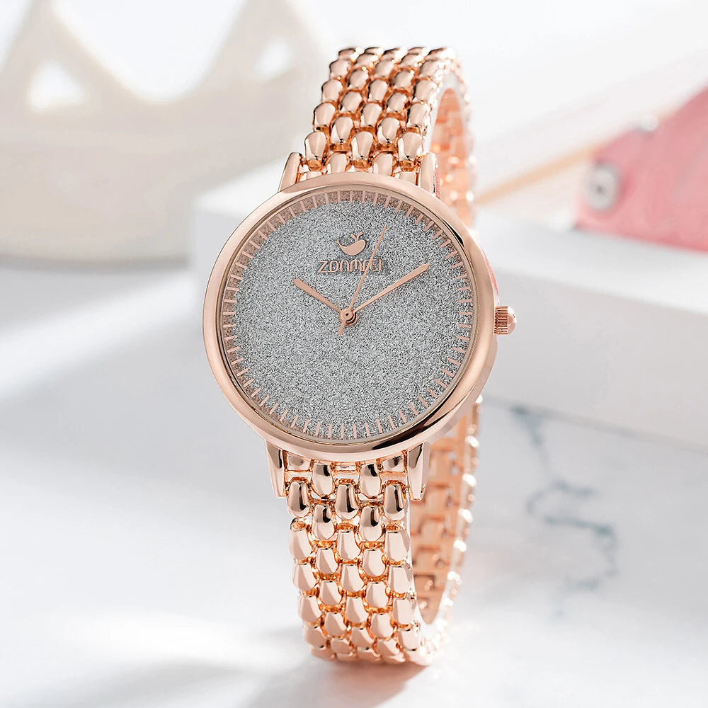 Montre femme de luxe au tempérament élégant, montre-bracelet pour femme avec bracelet, lot de 3 pièces, montre à chaîne pour anniversaire, reloj feminino