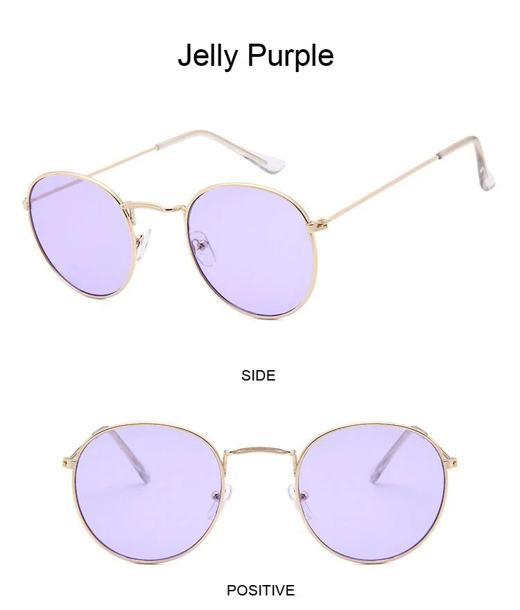 Lunettes de soleil rondes métalliques petites pour femme, vintage, de marque, pour voyage, classiques, lunettes de soleil mode rétro pour femme