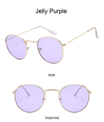 Lunettes de soleil rondes métalliques petites pour femme, vintage, de marque, pour voyage, classiques, lunettes de soleil mode rétro pour femme