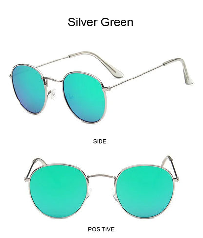 Lunettes de soleil rondes métalliques petites pour femme, vintage, de marque, pour voyage, classiques, lunettes de soleil mode rétro pour femme