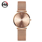 Montre pour femme HANNAH MARTIN en acier inoxydable de qualité, mouvement à quartz japonais, étanche, 36 mm, entièrement or rose, idéale pour le dropshipping.