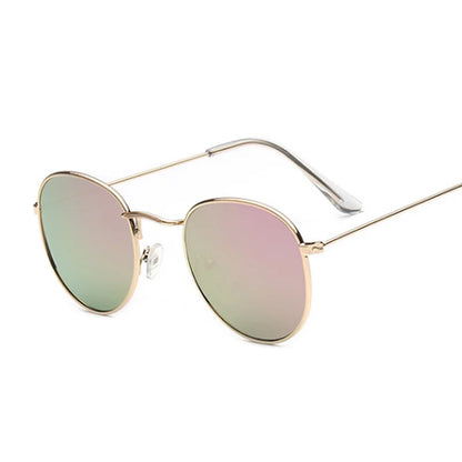 Lunettes de soleil rondes métalliques petites pour femme, vintage, de marque, pour voyage, classiques, lunettes de soleil mode rétro pour femme