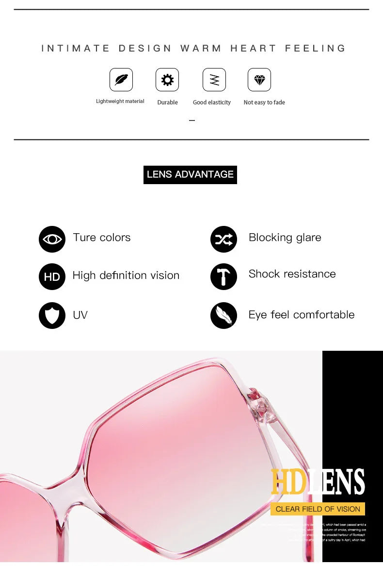 Lunettes de soleil oversize pour femme, dégradées, en plastique, de marque créateur, lunettes de soleil féminines UV400