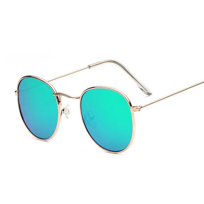 Lunettes de soleil rondes métalliques petites pour femme, vintage, de marque, pour voyage, classiques, lunettes de soleil mode rétro pour femme