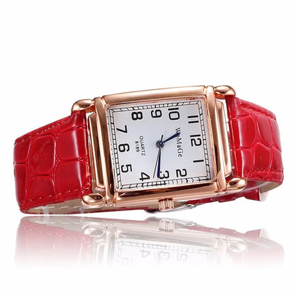 Nouvelles montres pour femmes, montres-bracelets carrées en or rose, montres de mode en cuir de marque, montre à quartz pour femme, horloge, montre femme