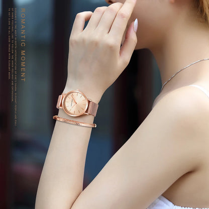 Montre pour femme HANNAH MARTIN en acier inoxydable de qualité, mouvement à quartz japonais, étanche, 36 mm, entièrement or rose, idéale pour le dropshipping.