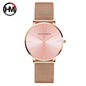 Montre pour femme HANNAH MARTIN en acier inoxydable de qualité, mouvement à quartz japonais, étanche, 36 mm, entièrement or rose, idéale pour le dropshipping.