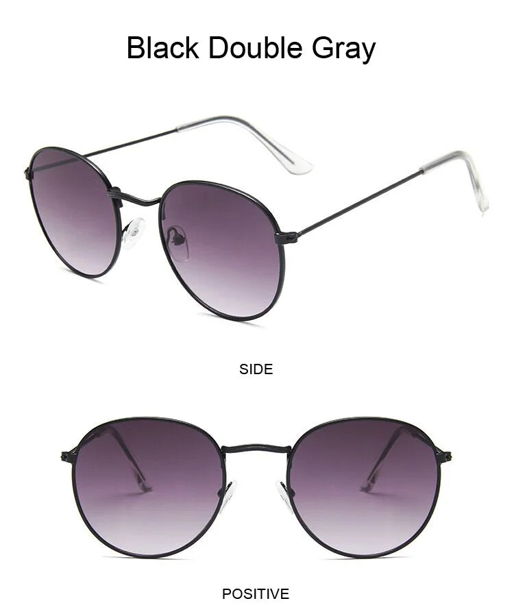 Lunettes de soleil rondes métalliques petites pour femme, vintage, de marque, pour voyage, classiques, lunettes de soleil mode rétro pour femme