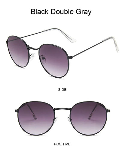 Lunettes de soleil rondes métalliques petites pour femme, vintage, de marque, pour voyage, classiques, lunettes de soleil mode rétro pour femme