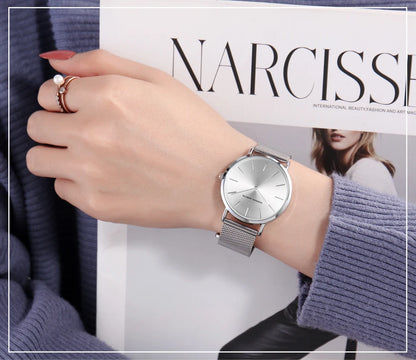 Montre pour femme HANNAH MARTIN en acier inoxydable de qualité, mouvement à quartz japonais, étanche, 36 mm, entièrement or rose, idéale pour le dropshipping.