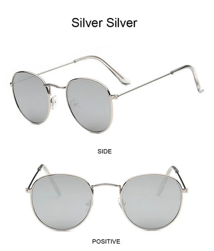 Lunettes de soleil rondes métalliques petites pour femme, vintage, de marque, pour voyage, classiques, lunettes de soleil mode rétro pour femme