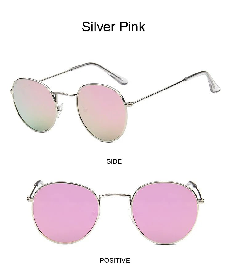 Lunettes de soleil rondes métalliques petites pour femme, vintage, de marque, pour voyage, classiques, lunettes de soleil mode rétro pour femme