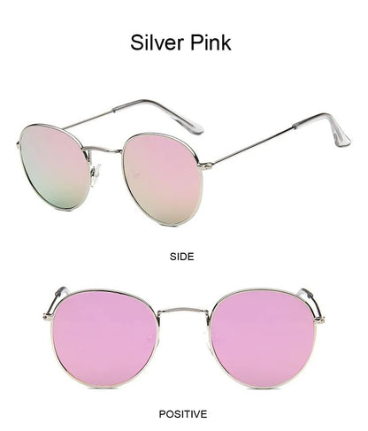 Lunettes de soleil rondes métalliques petites pour femme, vintage, de marque, pour voyage, classiques, lunettes de soleil mode rétro pour femme
