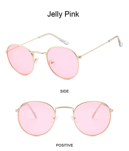 Lunettes de soleil rondes métalliques petites pour femme, vintage, de marque, pour voyage, classiques, lunettes de soleil mode rétro pour femme