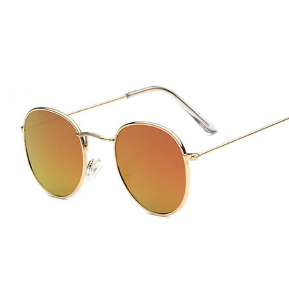 Lunettes de soleil rondes métalliques petites pour femme, vintage, de marque, pour voyage, classiques, lunettes de soleil mode rétro pour femme