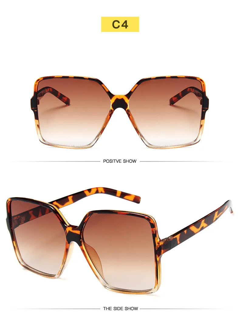 Lunettes de soleil oversize pour femme, dégradées, en plastique, de marque créateur, lunettes de soleil féminines UV400