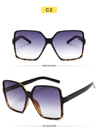 Lunettes de soleil oversize pour femme, dégradées, en plastique, de marque créateur, lunettes de soleil féminines UV400