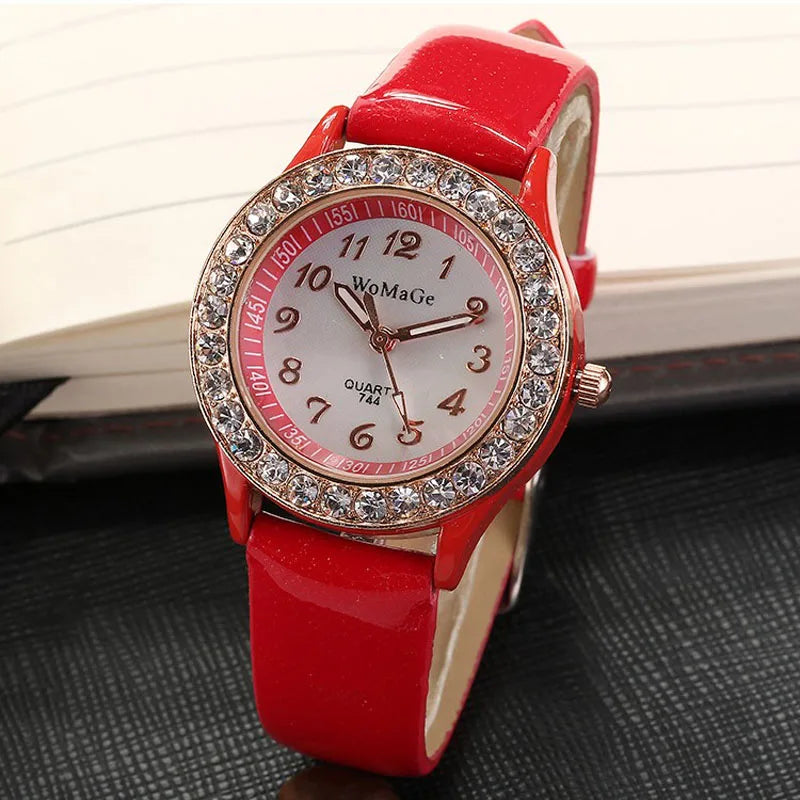 Nouvelles montres pour femmes, montres en cristal, montres pour dames WOMAGE, montre mode décontractée à quartz avec bracelet en cuir, montre femme 2020, reloj mujer