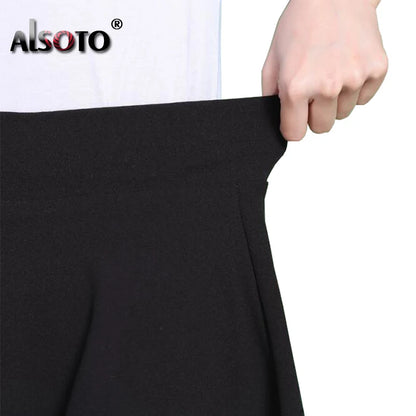 Jupe femme style été 2026 jupe de couleur unie sexy taille haute midi plissée jupes à rayures noires style école coréen mini trapèze jupe