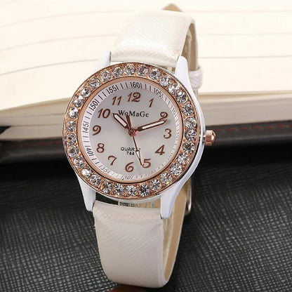 Nouvelles montres pour femmes, montres en cristal, montres pour dames WOMAGE, montre mode décontractée à quartz avec bracelet en cuir, montre femme 2020, reloj mujer
