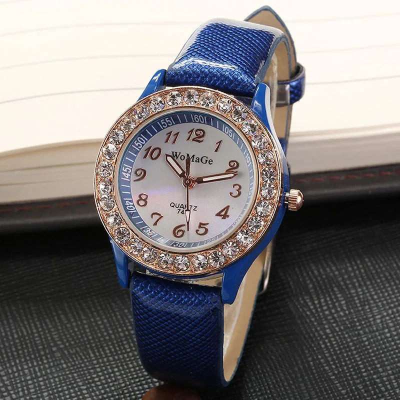 Nouvelles montres pour femmes, montres en cristal, montres pour dames WOMAGE, montre mode décontractée à quartz avec bracelet en cuir, montre femme 2020, reloj mujer