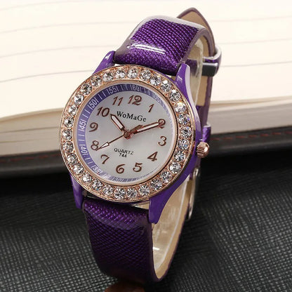Nouvelles montres pour femmes, montres en cristal, montres pour dames WOMAGE, montre mode décontractée à quartz avec bracelet en cuir, montre femme 2020, reloj mujer