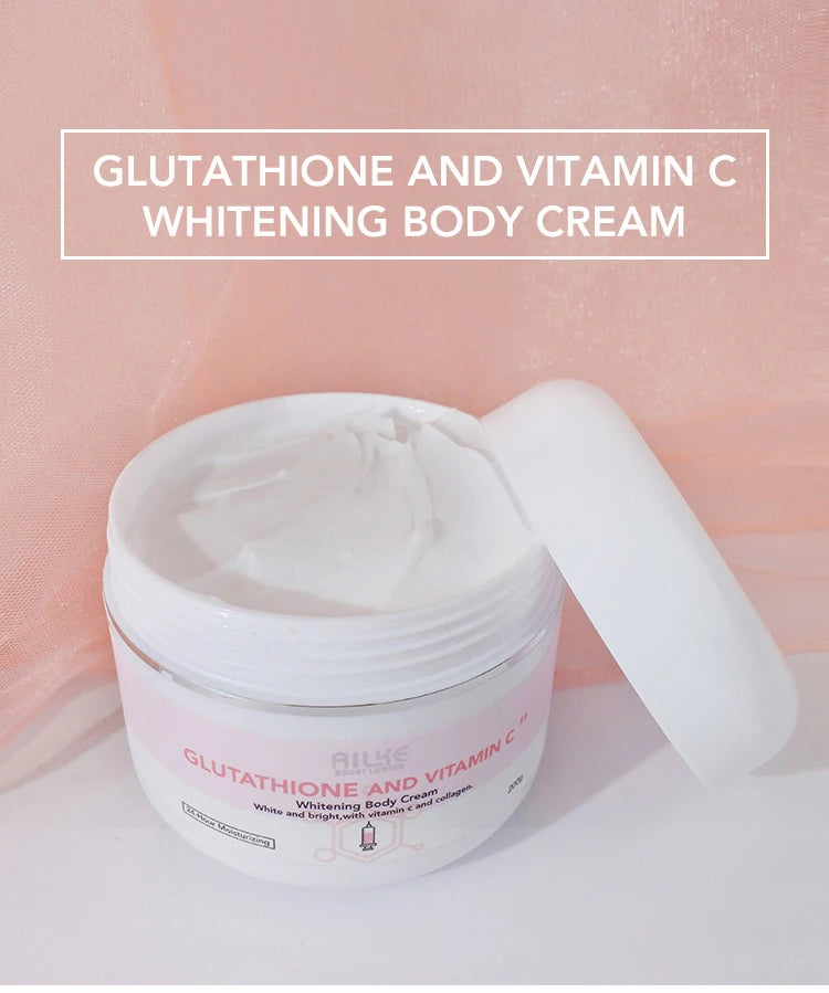 Crème de soin éclaircissante pour la peau AILKE, lotion éclaircissante, élimine les taches foncées avec glutathion, beurre de karité, crème corporelle hydratante