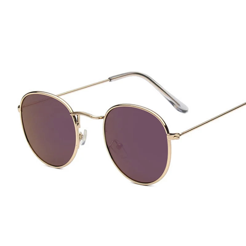 Lunettes de soleil rondes métalliques petites pour femme, vintage, de marque, pour voyage, classiques, lunettes de soleil mode rétro pour femme