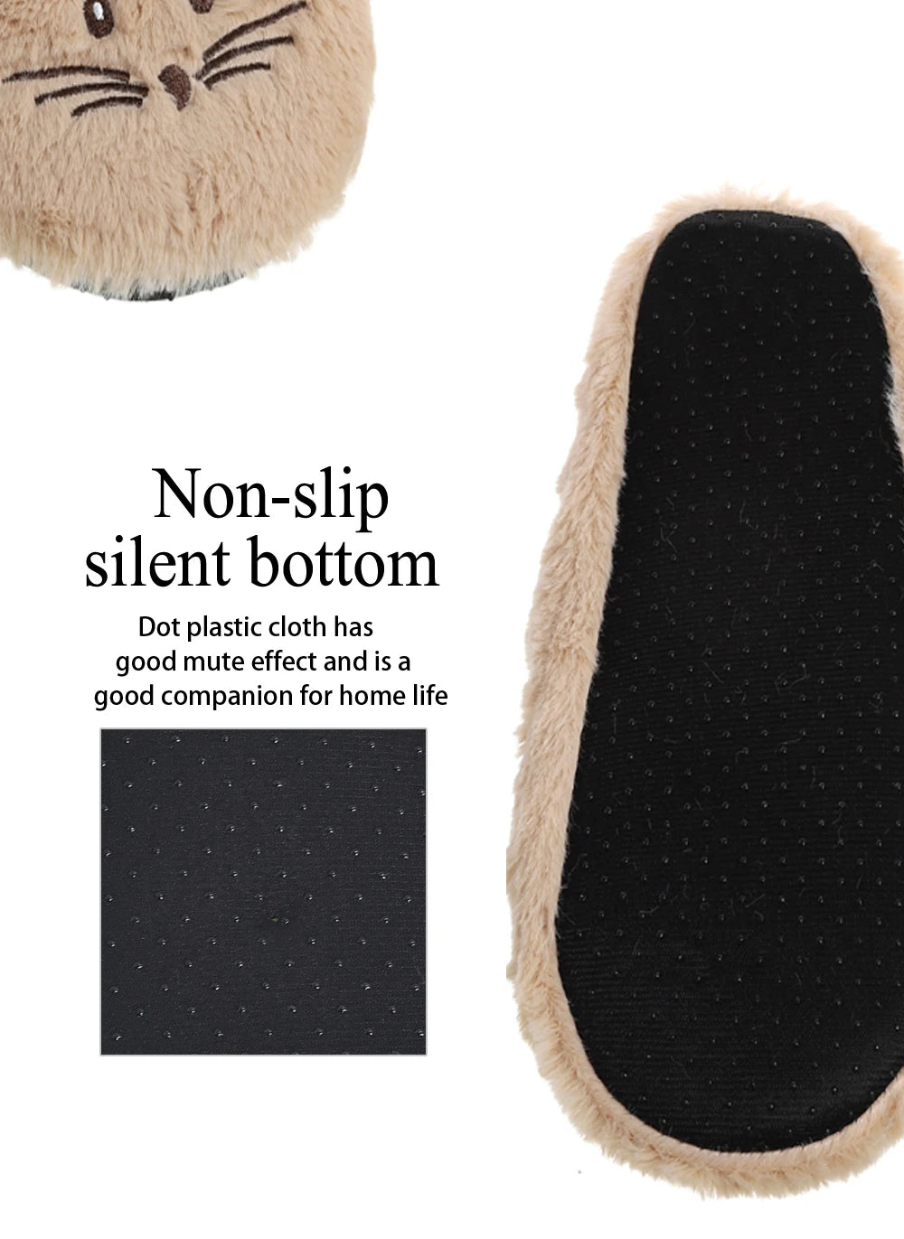 Pantoufles d’intérieur floues pour femmes, hiver, fourrure chaude en peluche, antidérapantes avec adhérence, chaussures d’intérieur moelleuses et confortables pour femmes paresseuses, oreilles de souris, chaussures de