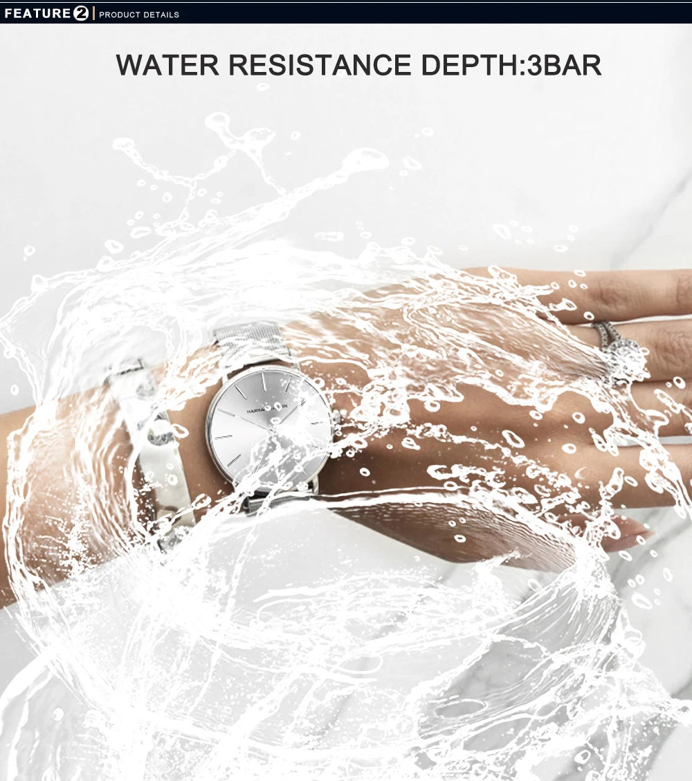 Montre pour femme HANNAH MARTIN en acier inoxydable de qualité, mouvement à quartz japonais, étanche, 36 mm, entièrement or rose, idéale pour le dropshipping.