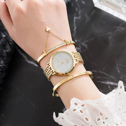 Montre femme de luxe au tempérament élégant, montre-bracelet pour femme avec bracelet, lot de 3 pièces, montre à chaîne pour anniversaire, reloj feminino