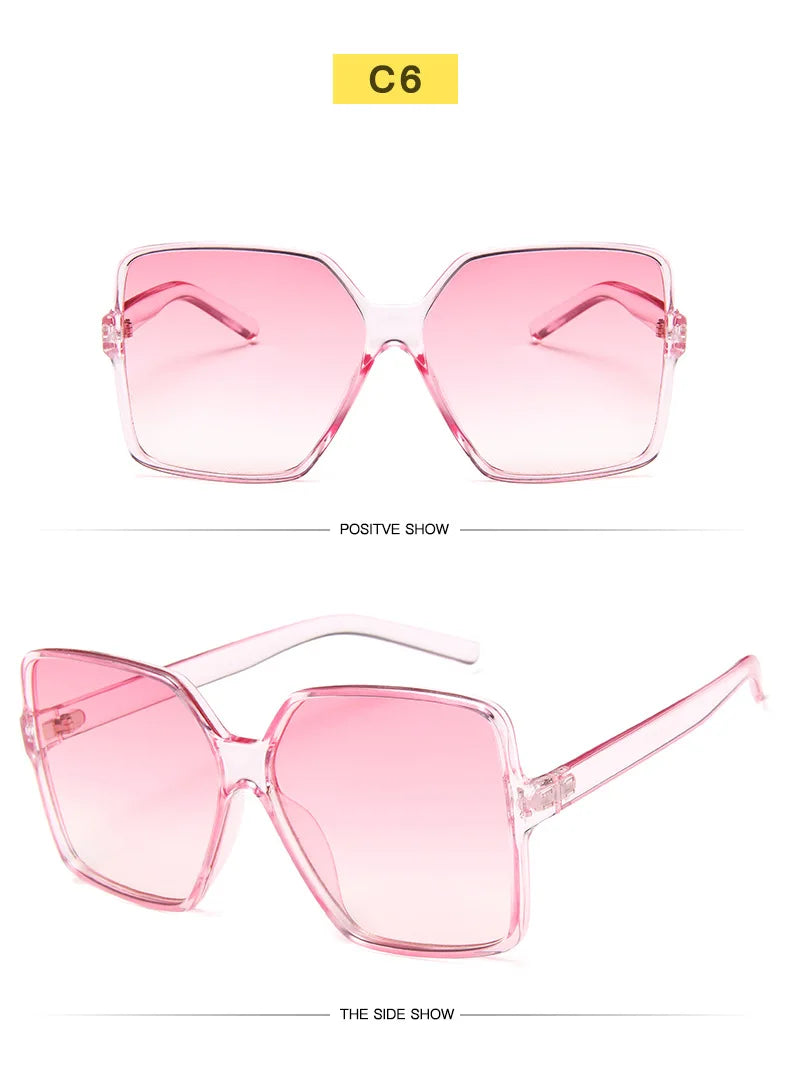 Lunettes de soleil oversize pour femme, dégradées, en plastique, de marque créateur, lunettes de soleil féminines UV400