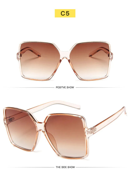 Lunettes de soleil oversize pour femme, dégradées, en plastique, de marque créateur, lunettes de soleil féminines UV400