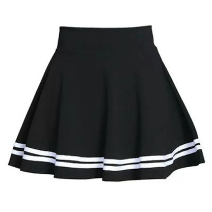 Jupe femme style été 2026 jupe de couleur unie sexy taille haute midi plissée jupes à rayures noires style école coréen mini trapèze jupe