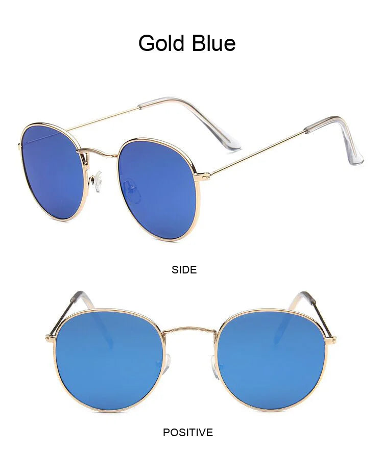 Lunettes de soleil rondes métalliques petites pour femme, vintage, de marque, pour voyage, classiques, lunettes de soleil mode rétro pour femme