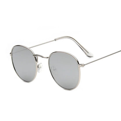 Lunettes de soleil rondes métalliques petites pour femme, vintage, de marque, pour voyage, classiques, lunettes de soleil mode rétro pour femme
