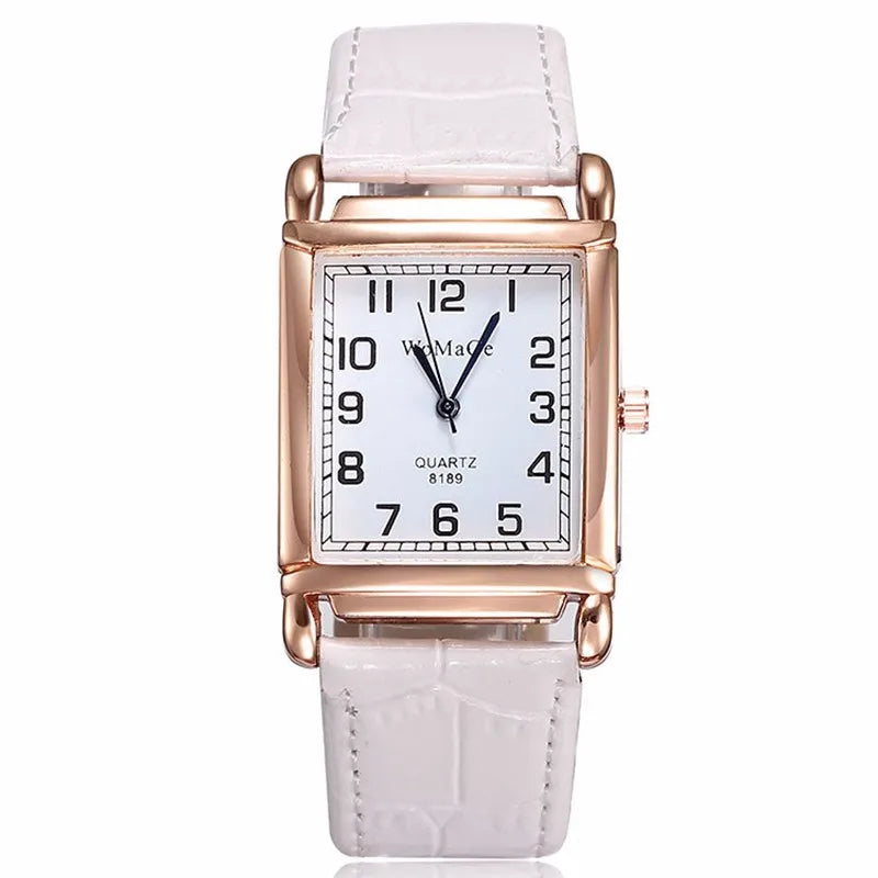 Nouvelles montres pour femmes, montres-bracelets carrées en or rose, montres de mode en cuir de marque, montre à quartz pour femme, horloge, montre femme