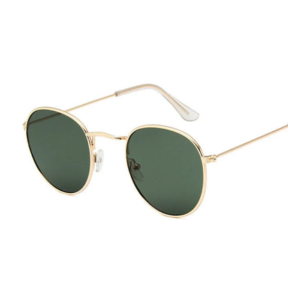 Lunettes de soleil rondes métalliques petites pour femme, vintage, de marque, pour voyage, classiques, lunettes de soleil mode rétro pour femme