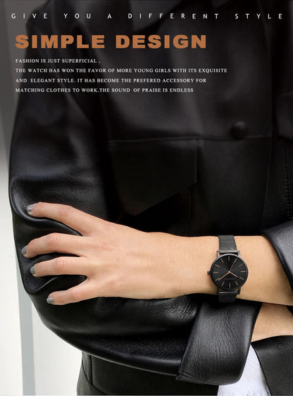 Montre pour femme HANNAH MARTIN en acier inoxydable de qualité, mouvement à quartz japonais, étanche, 36 mm, entièrement or rose, idéale pour le dropshipping.