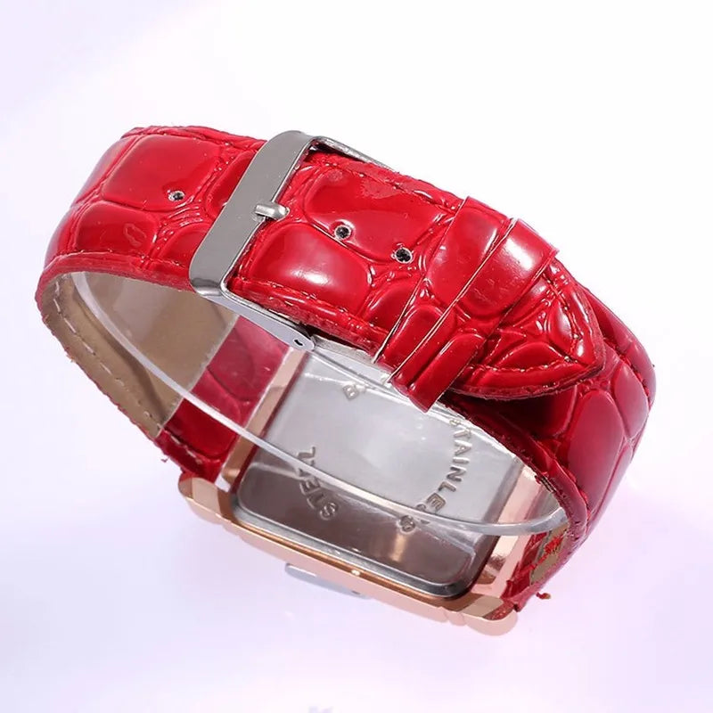 Nouvelles montres pour femmes, montres-bracelets carrées en or rose, montres de mode en cuir de marque, montre à quartz pour femme, horloge, montre femme