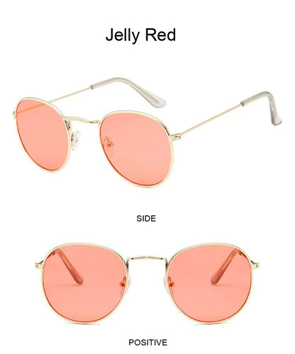 Lunettes de soleil rondes métalliques petites pour femme, vintage, de marque, pour voyage, classiques, lunettes de soleil mode rétro pour femme