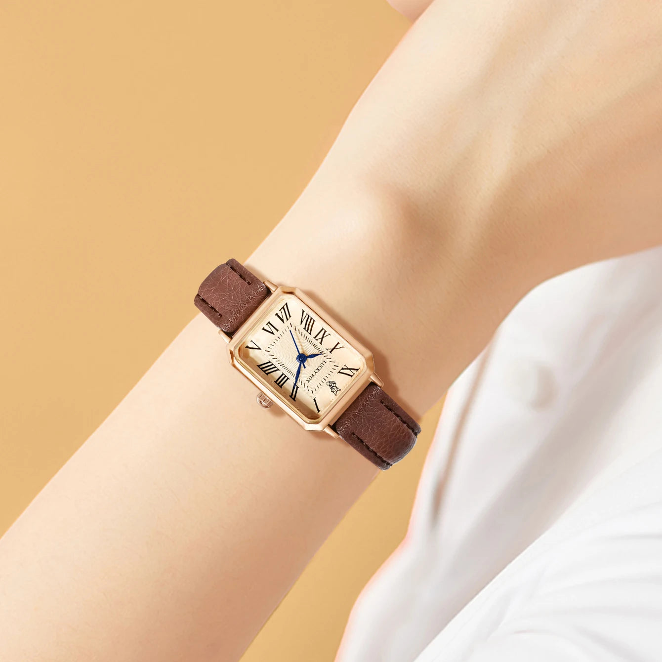 Montre-bracelet décontractée rétro à affichage numérique, cadran carré, bracelet en cuir, montre à quartz tendance pour femme, idée cadeau