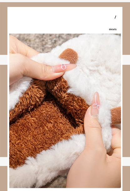 Pantoufles d’hiver pour femmes - Chaussons doublés en polaire pelucheuse, chaussons chauds en coton pour l’intérieur/l’extérieur avec semelle antidérapante