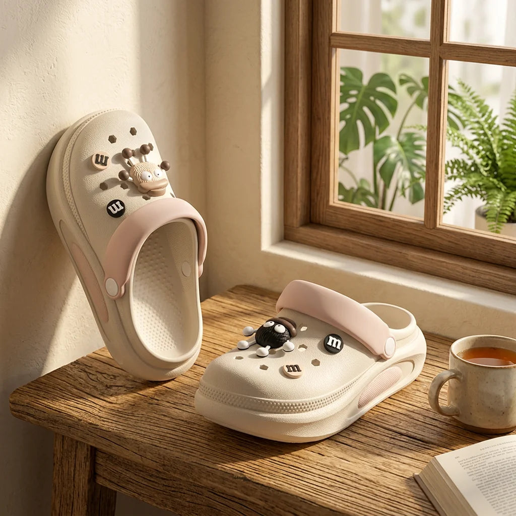 Sabots d’été pour femmes avec jolis charms 3D, sandales de jardin, chaussons de plage légers en EVA souple, chaussures d’extérieur antidérapantes à semelle épaisse et tendance