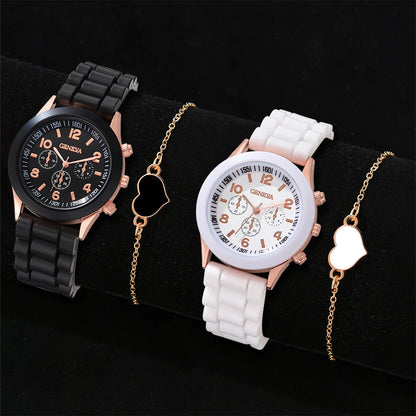 Ensemble de 1/2 pièces de montres décontractées en cuir pour couple, mode tendance, montres-bracelets à quartz pour femmes avec cadran simple, montre habillée, montre femme