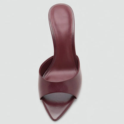 Mango2026 Sandales sexy à bout pointu et talon fin, à enfiler, respirantes, nouveau style d’été polyvalent, chaussures plates à enfiler pour femmes