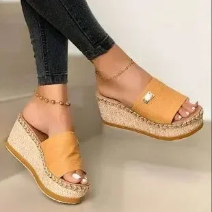 Sandales à talons hauts pour femmes, pantoufles décontractées à semelle épaisse pour dames, nouvelles sandales compensées d’été, chaussures féminines, mules à plateforme pour femmes, pantoufles.
