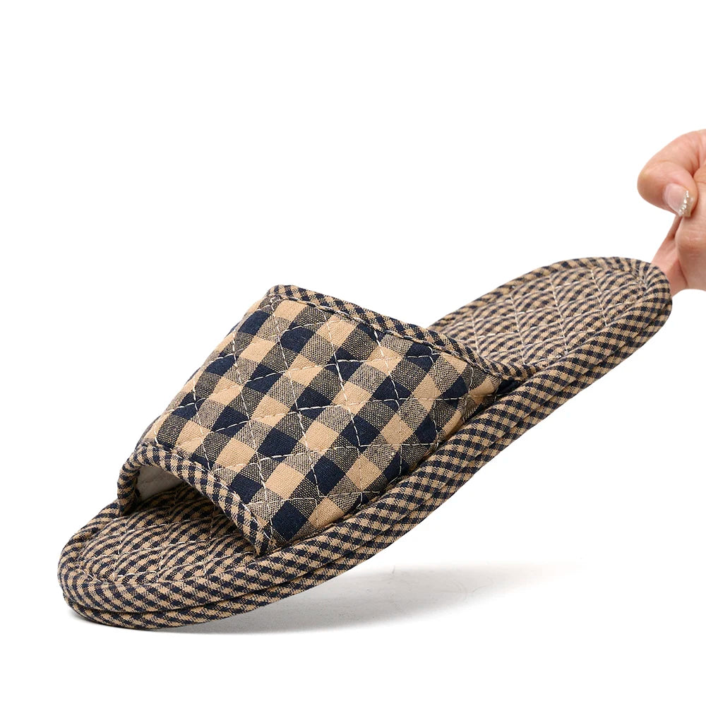 Pantoufles d’intérieur légères en coton doux à motif floral, chaussures de sol rétro et tendance pour la maison, pantoufles antidérapantes pour couple